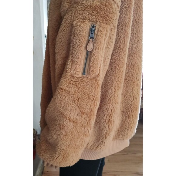 Socialite Curve Women's 1X Sherpa Teddy Bear Jacket Brown Fluffy Soft Comfy Cozy - Picture 4 of 8